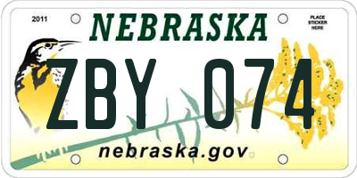 NE license plate ZBY074