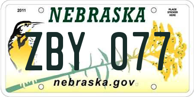 NE license plate ZBY077