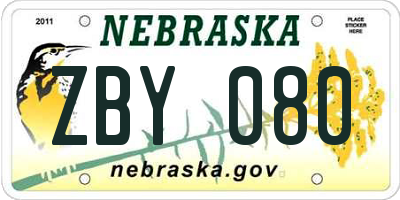 NE license plate ZBY080
