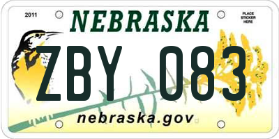 NE license plate ZBY083