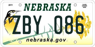NE license plate ZBY086