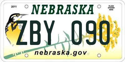 NE license plate ZBY090