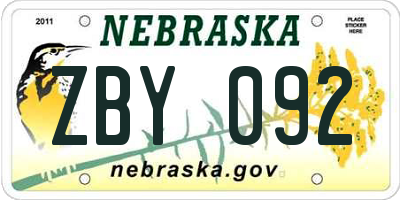 NE license plate ZBY092