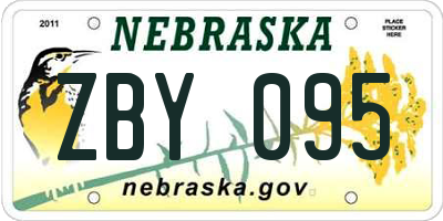 NE license plate ZBY095