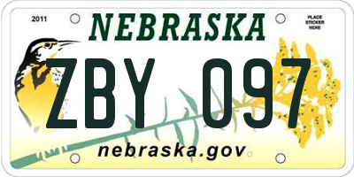 NE license plate ZBY097