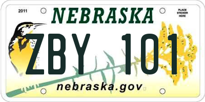 NE license plate ZBY101