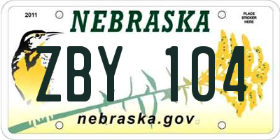 NE license plate ZBY104