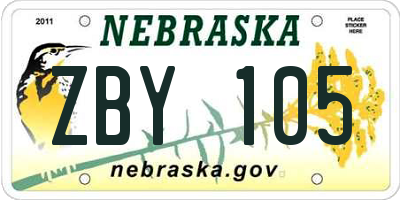NE license plate ZBY105
