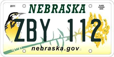 NE license plate ZBY112