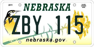 NE license plate ZBY115