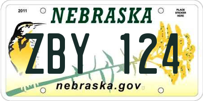NE license plate ZBY124