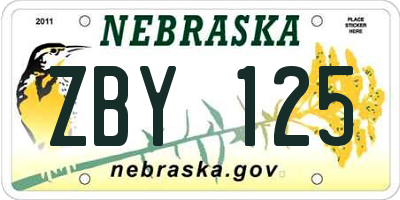 NE license plate ZBY125