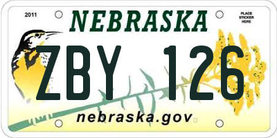 NE license plate ZBY126
