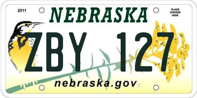 NE license plate ZBY127