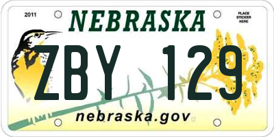 NE license plate ZBY129