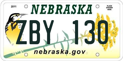 NE license plate ZBY130