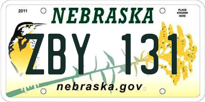 NE license plate ZBY131