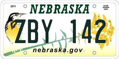 NE license plate ZBY142