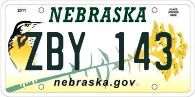 NE license plate ZBY143