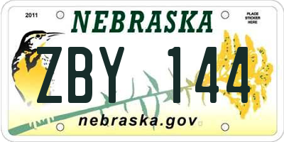 NE license plate ZBY144
