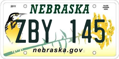 NE license plate ZBY145