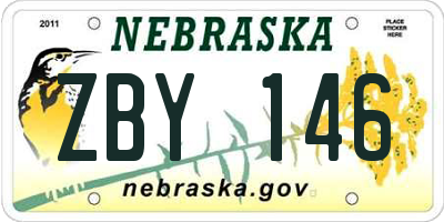 NE license plate ZBY146