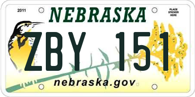 NE license plate ZBY151