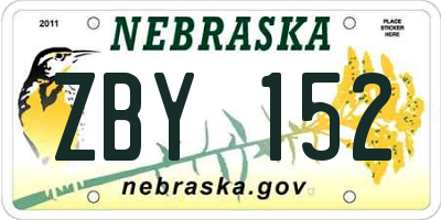 NE license plate ZBY152