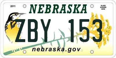 NE license plate ZBY153