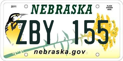 NE license plate ZBY155