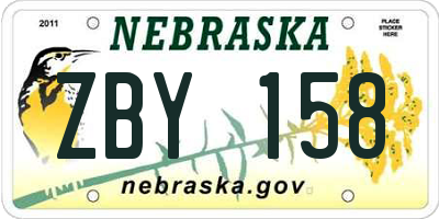 NE license plate ZBY158