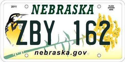 NE license plate ZBY162