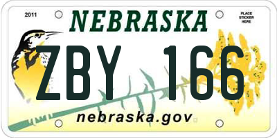 NE license plate ZBY166