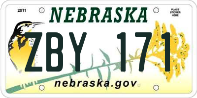 NE license plate ZBY171