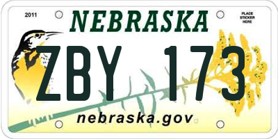 NE license plate ZBY173