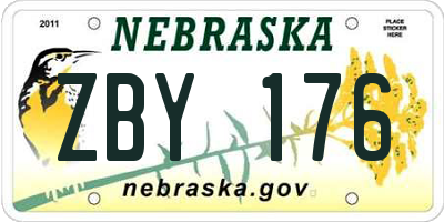 NE license plate ZBY176