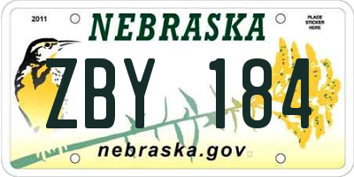 NE license plate ZBY184