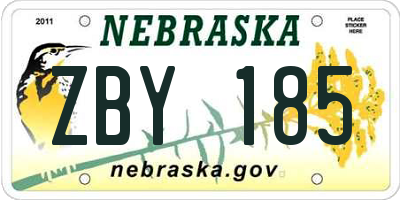 NE license plate ZBY185