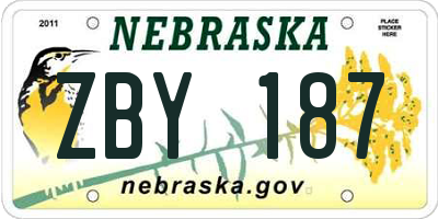 NE license plate ZBY187