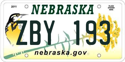 NE license plate ZBY193