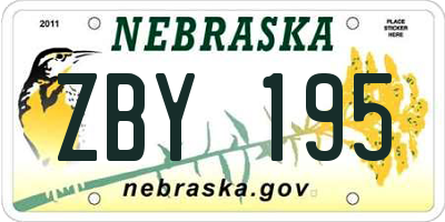 NE license plate ZBY195