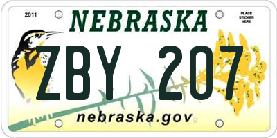 NE license plate ZBY207