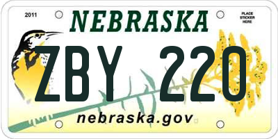NE license plate ZBY220