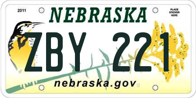 NE license plate ZBY221