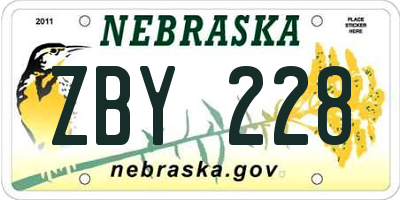 NE license plate ZBY228