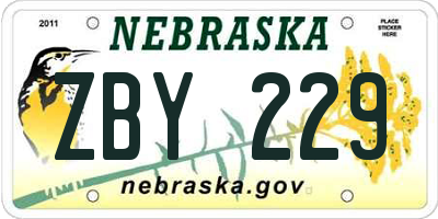 NE license plate ZBY229