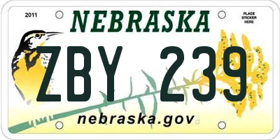 NE license plate ZBY239