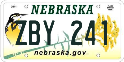 NE license plate ZBY241