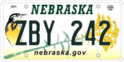 NE license plate ZBY242