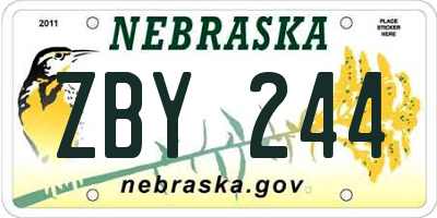 NE license plate ZBY244